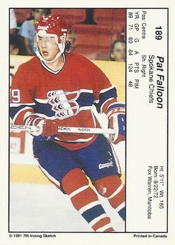 1990-91 7th Inning Sketch WHL #189 Pat Falloon Back