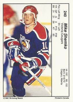 1990-91 7th Inning Sketch WHL #240 Mike Shemko Back