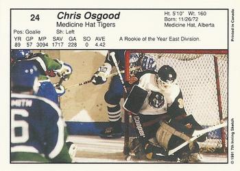 1990-91 7th Inning Sketch WHL #24 Chris Osgood Back