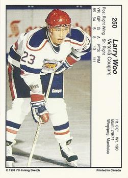 1990-91 7th Inning Sketch WHL #250 Larry Woo Back