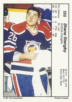 1990-91 7th Inning Sketch WHL #252 Shane Stangby Back