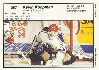 1990-91 7th Inning Sketch WHL #257 Kevin Koopman Back
