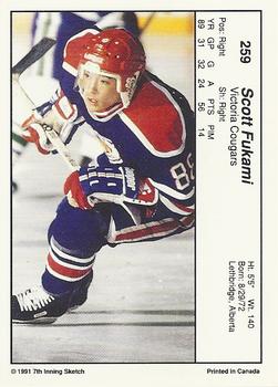 1990-91 7th Inning Sketch WHL #259 Scott Fukami Back