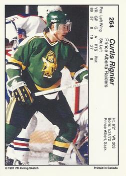 1990-91 7th Inning Sketch WHL #264 Curtis Regnier Back