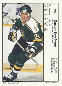 1990-91 7th Inning Sketch WHL #268 Darren Van Impe Back