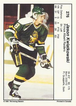 1990-91 7th Inning Sketch WHL #276 Jason Kwiatkowski Back