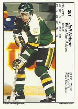 1990-91 7th Inning Sketch WHL #281 Jeff Nelson Back