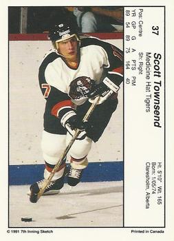 1990-91 7th Inning Sketch WHL #37 Scott Townsend Back
