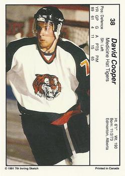 1990-91 7th Inning Sketch WHL #38 David Cooper Back