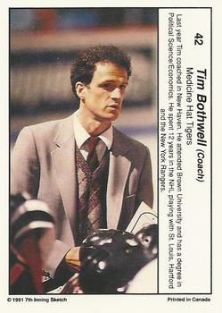 1990-91 7th Inning Sketch WHL #42 Tim Bothwell Back