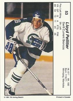 1990-91 7th Inning Sketch WHL #53 Lloyd Pellitier Back