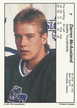 1990-91 7th Inning Sketch WHL #7 Darren McAusland Back