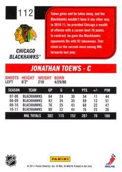2011-12 Score #112 Jonathan Toews Back