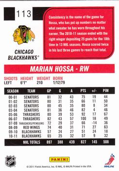 2011-12 Score #113 Marian Hossa Back