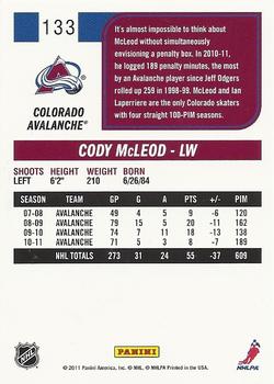 2011-12 Score #133 Cody McLeod Back