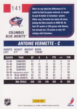 2011-12 Score #141 Antoine Vermette Back