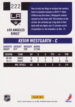 2011-12 Score #222 Kevin Westgarth Back