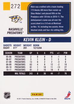 2011-12 Score #272 Kevin Klein Back