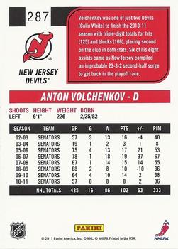 2011-12 Score #287 Anton Volchenkov Back