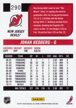2011-12 Score #290 Johan Hedberg Back