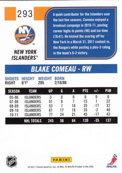 2011-12 Score #293 Blake Comeau Back