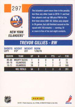 2011-12 Score #297 Trevor Gillies Back
