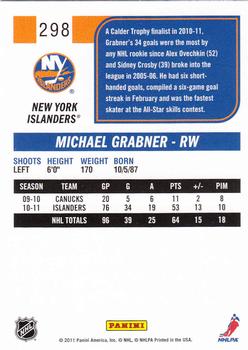 2011-12 Score #298 Michael Grabner Back