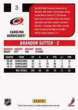 2011-12 Score #3 Brandon Sutter Back