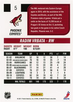 2011-12 Score #5 Radim Vrbata Back
