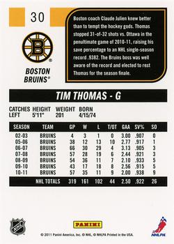 2011-12 Score #30 Tim Thomas Back