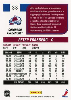 2011-12 Score #33 Peter Forsberg Back