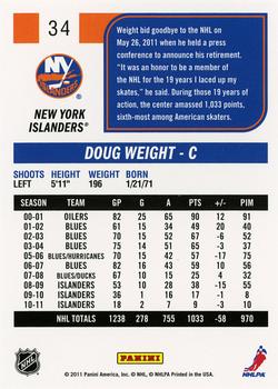 2011-12 Score #34 Doug Weight Back