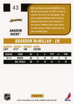 2011-12 Score #43 Brandon McMillan Back