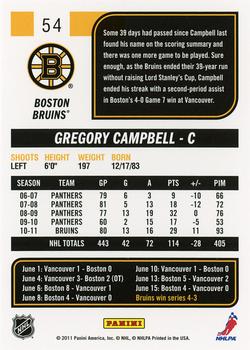 2011-12 Score #54 Gregory Campbell Back
