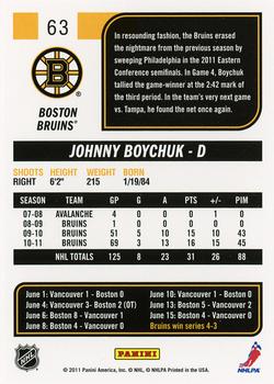 2011-12 Score #63 Johnny Boychuk Back