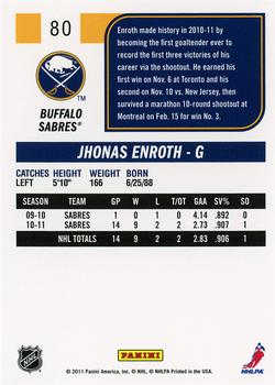 2011-12 Score #80 Jhonas Enroth Back