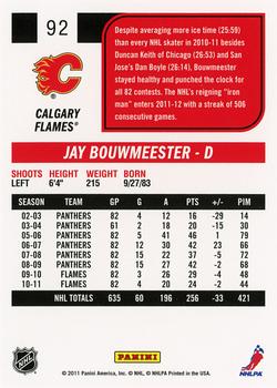 2011-12 Score #92 Jay Bouwmeester Back