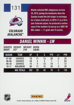 2011-12 Score #131 Daniel Winnik Back