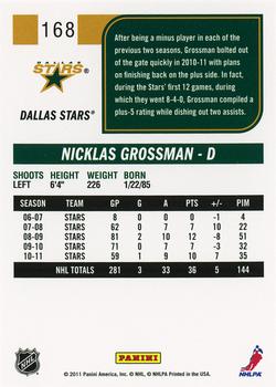 2011-12 Score #168 Nicklas Grossman Back