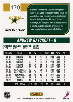 2011-12 Score #170 Andrew Raycroft Back