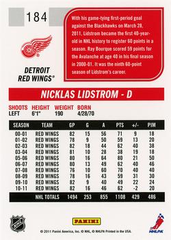 2011-12 Score #184 Nicklas Lidstrom Back