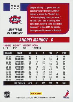 2011-12 Score #255 Andrei Markov Back