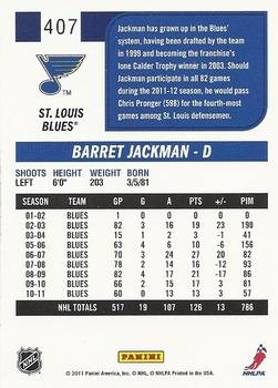2011-12 Score #407 Barret Jackman Back