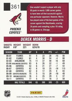 2011-12 Score #361 Derek Morris Back