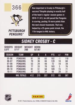 2011-12 Score #366 Sidney Crosby Back