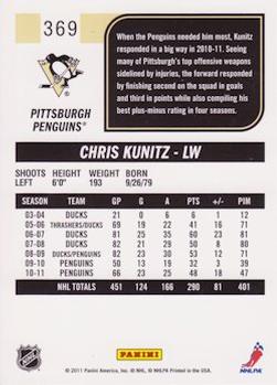 2011-12 Score #369 Chris Kunitz Back