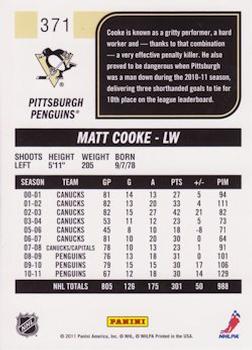 2011-12 Score #371 Matt Cooke Back