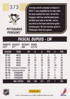 2011-12 Score #373 Pascal Dupuis Back