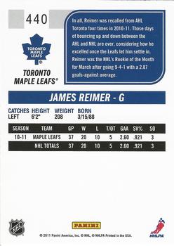 2011-12 Score #440 James Reimer Back