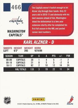 2011-12 Score #466 Karl Alzner Back